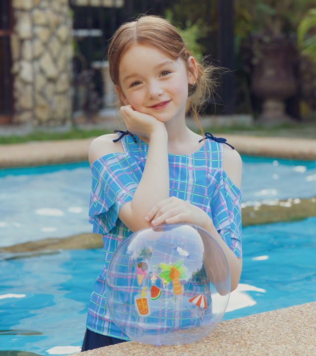 I LOVE J encoco plaid rashguard set