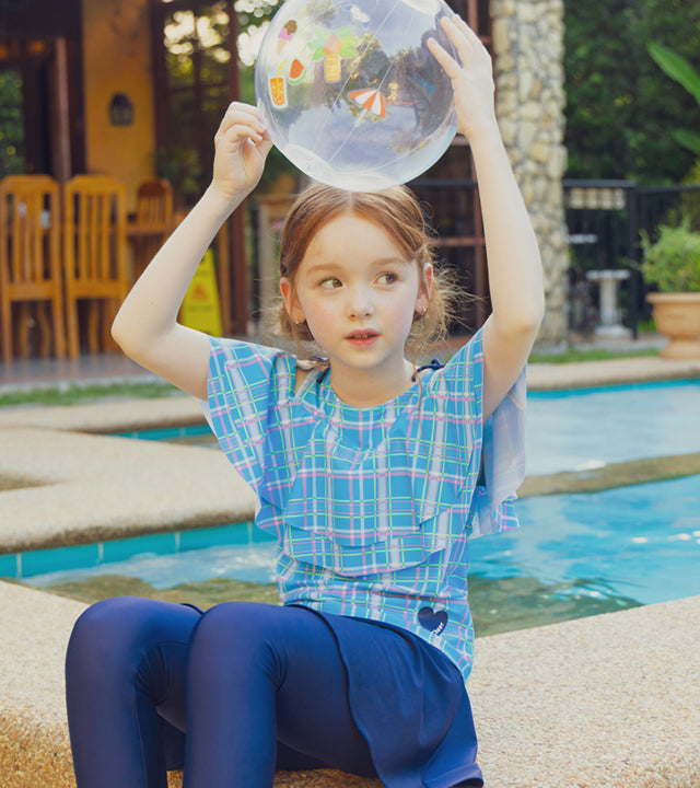 I LOVE J encoco plaid rashguard set