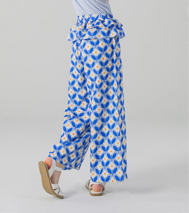 I LOVE J cottery pattern frill pants