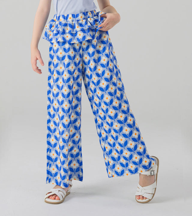 I LOVE J cottery pattern frill pants