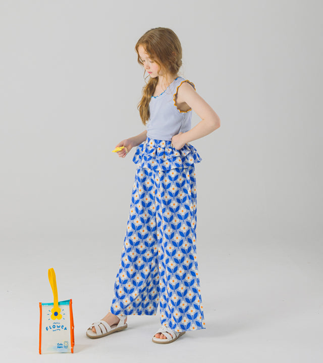 I LOVE J cottery pattern frill pants