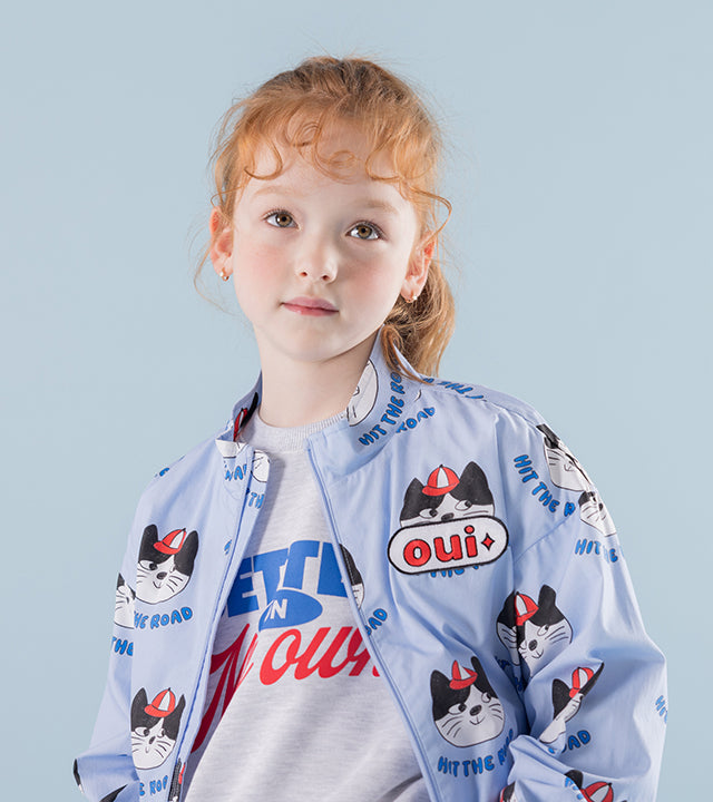 I LOVE J Oui cat windbreaker jacket