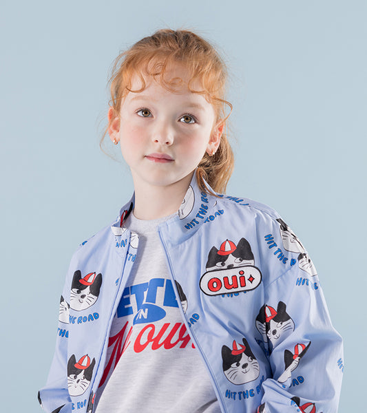 I LOVE J Oui cat windbreaker jacket