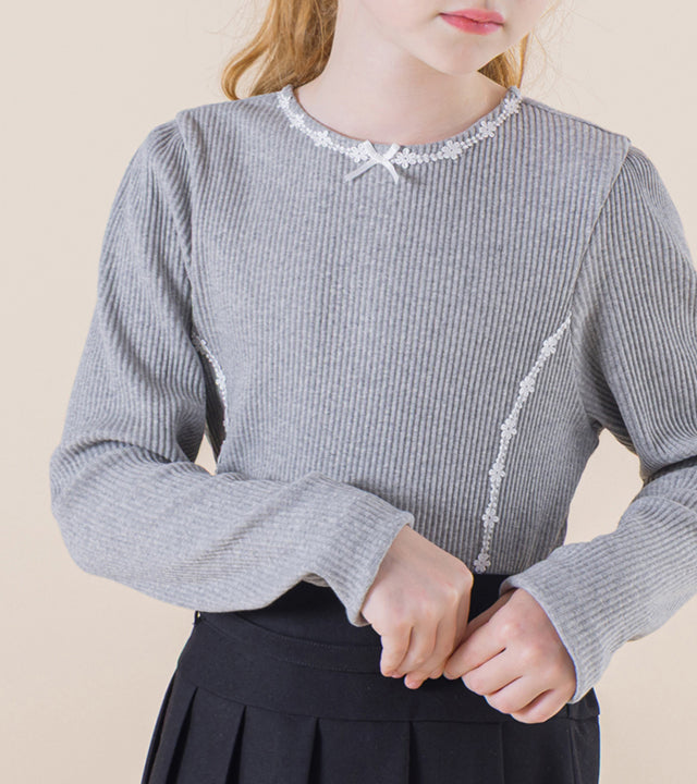 I LOVE J Meont lace ribbed top