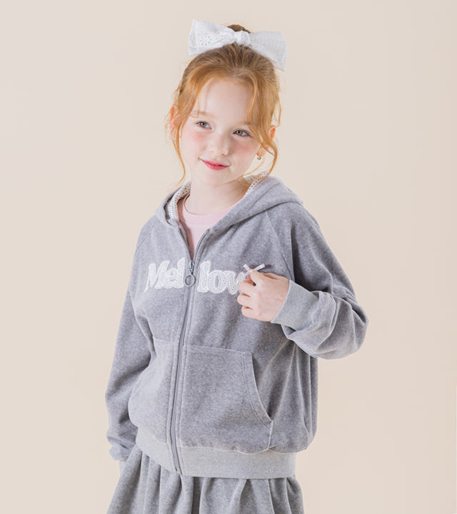 I LOVE J Mellow sweek velour hooded zip-up