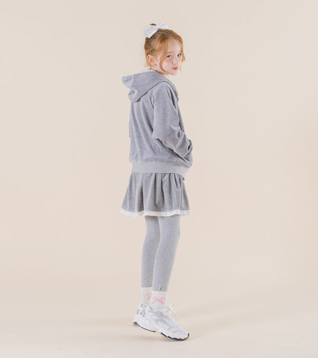 I LOVE J Mellow sweek velour hooded zip-up