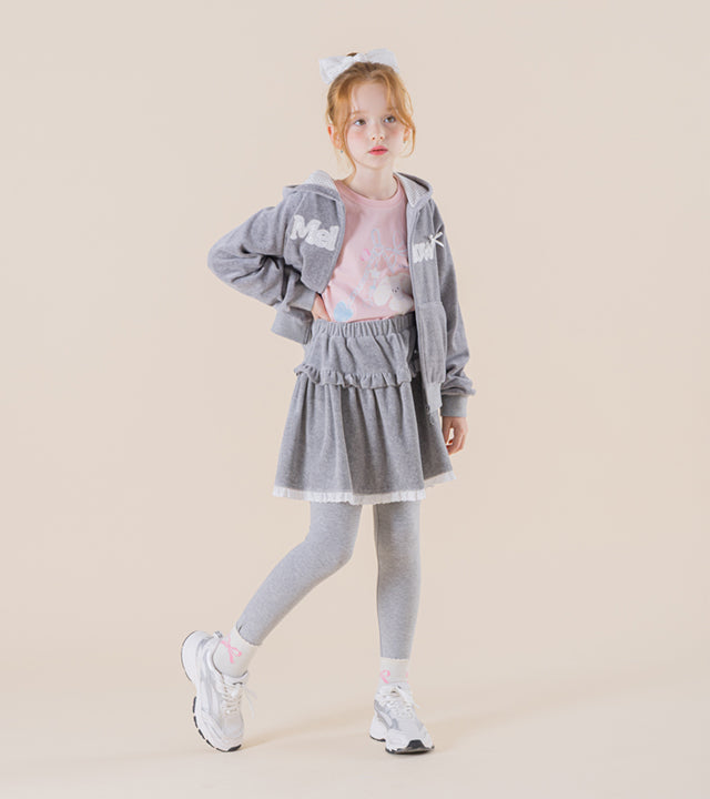 I LOVE J Mellow sweek velour hooded zip-up