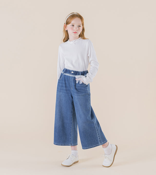 I LOVE J Tuni lace ribbed top