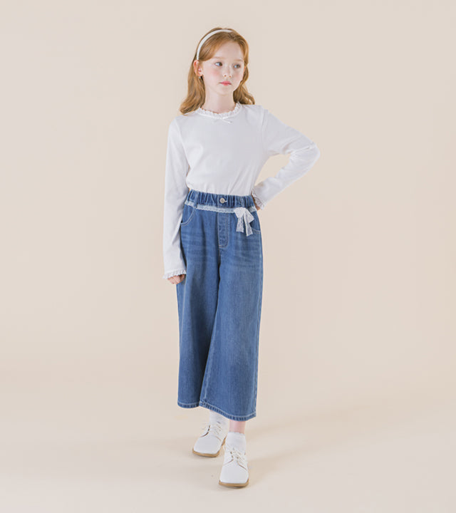 I LOVE J Tuni lace ribbed top