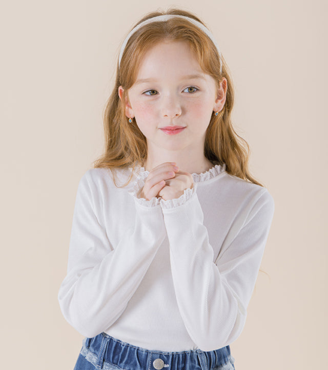 I LOVE J Tuni lace ribbed top