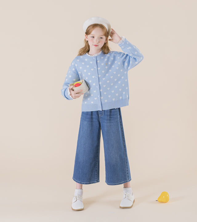 I LOVE J Neur cropped heart cardigan (Blue)