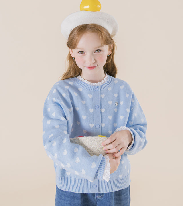 I LOVE J Neur cropped heart cardigan (Blue)