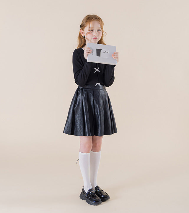 I LOVE J Puirit pleated leather skirt