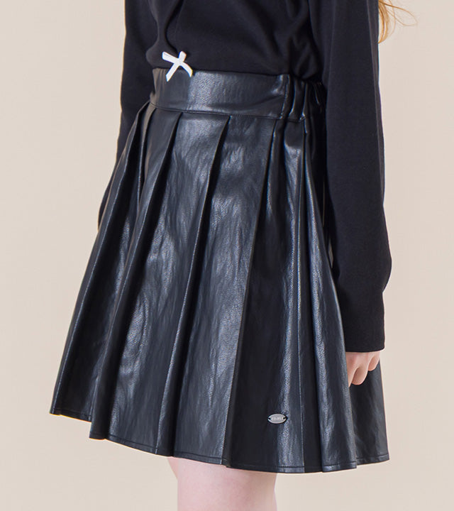 I LOVE J Puirit pleated leather skirt