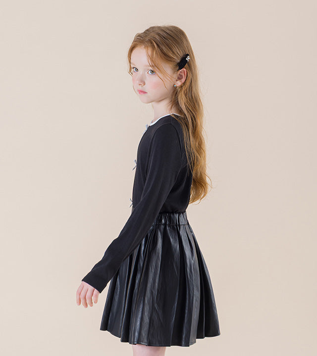 I LOVE J Puirit pleated leather skirt