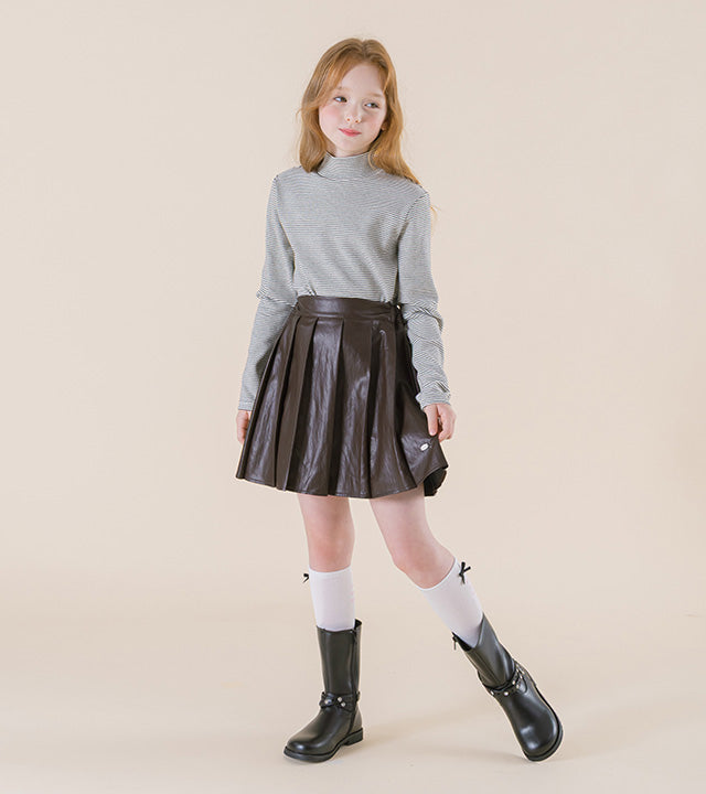 I LOVE J Puirit pleated leather skirt