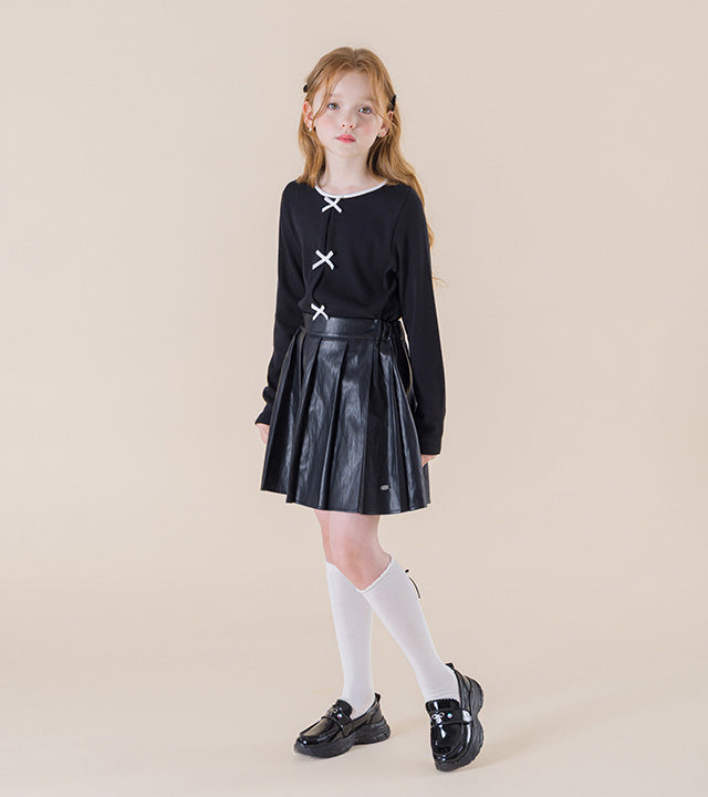 I LOVE J Puirit pleated leather skirt