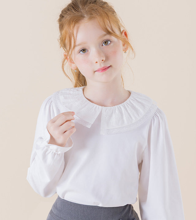 I LOVE J Topina lace collar shirt