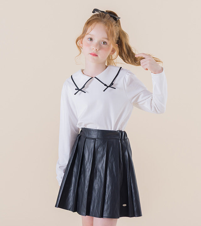 I LOVE J Puirit pleated leather skirt