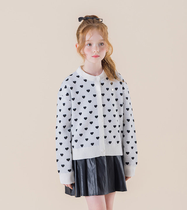I LOVE J Neur cropped heart cardigan (Black)