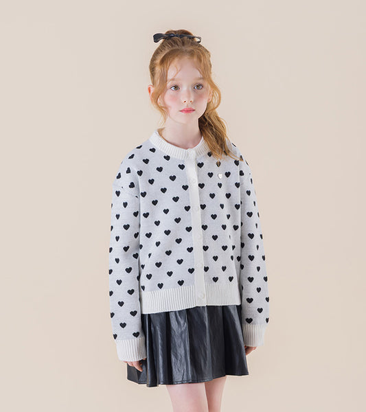 I LOVE J Neur cropped heart cardigan (Black)