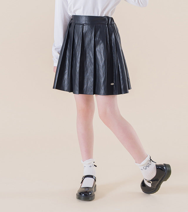 I LOVE J Puirit pleated leather skirt