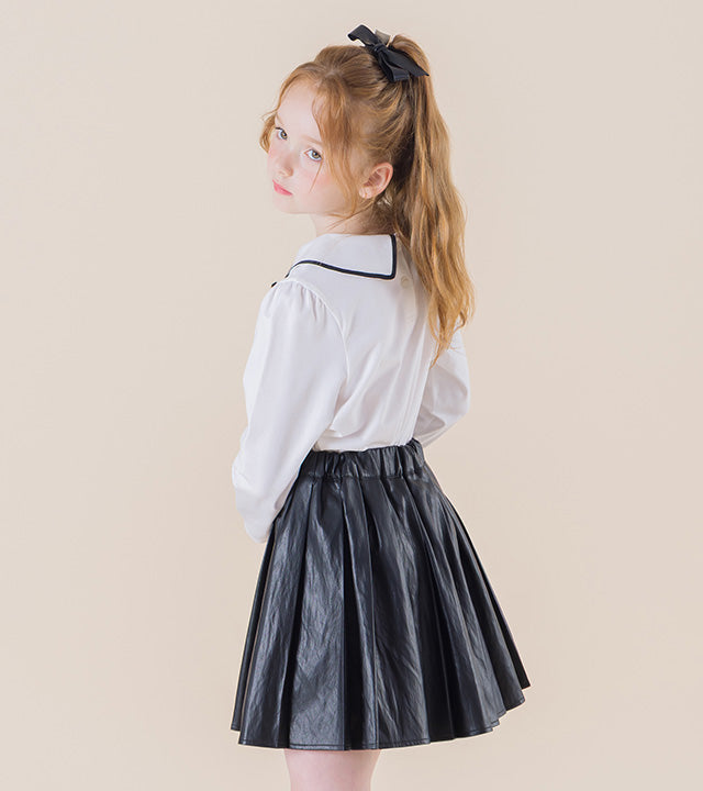 I LOVE J Puirit pleated leather skirt