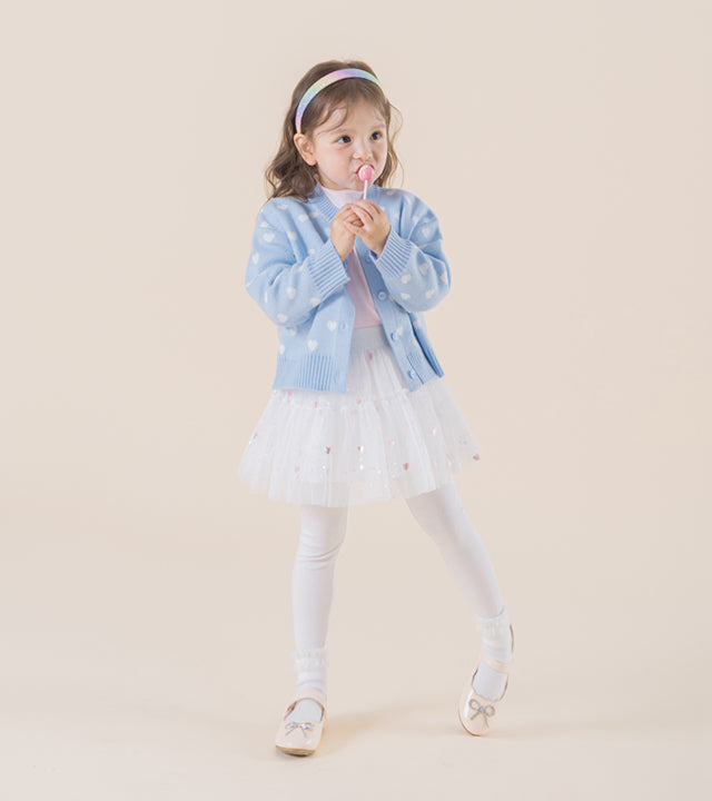 I LOVE J Neur cropped heart cardigan (Blue)