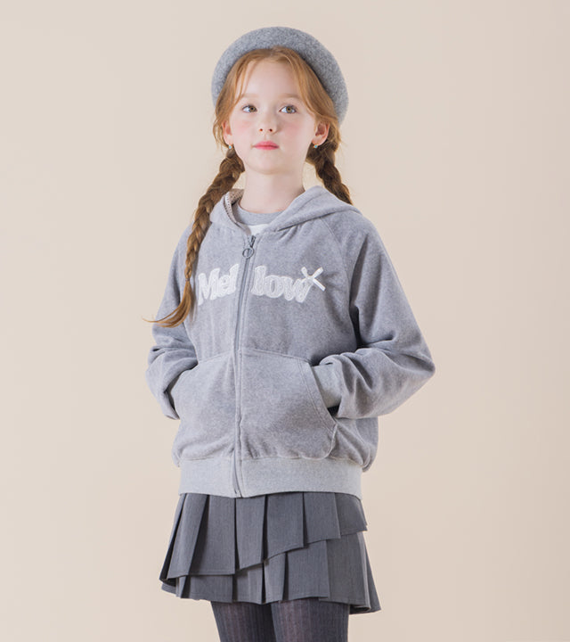 I LOVE J Mellow sweek velour hooded zip-up