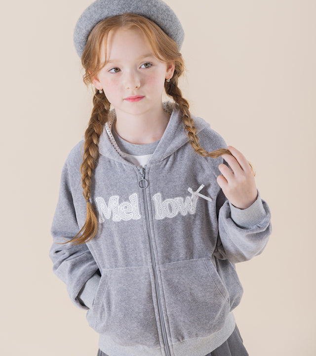 I LOVE J Mellow sweek velour hooded zip-up