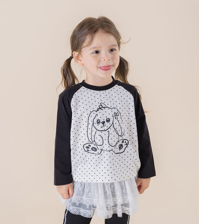 I LOVE J Dot rabbit raglan t-shirt