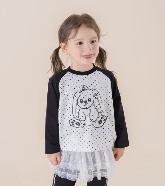I LOVE J Dot rabbit raglan t-shirt