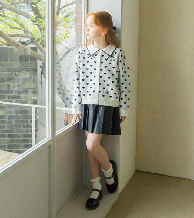 I LOVE J Neur cropped heart cardigan (Black)