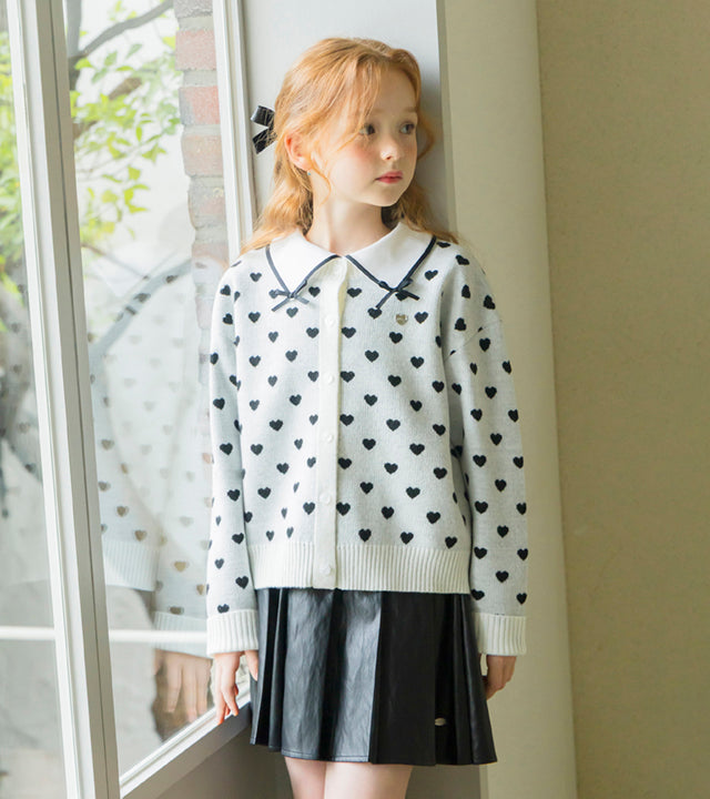 I LOVE J Neur cropped heart cardigan (Black)