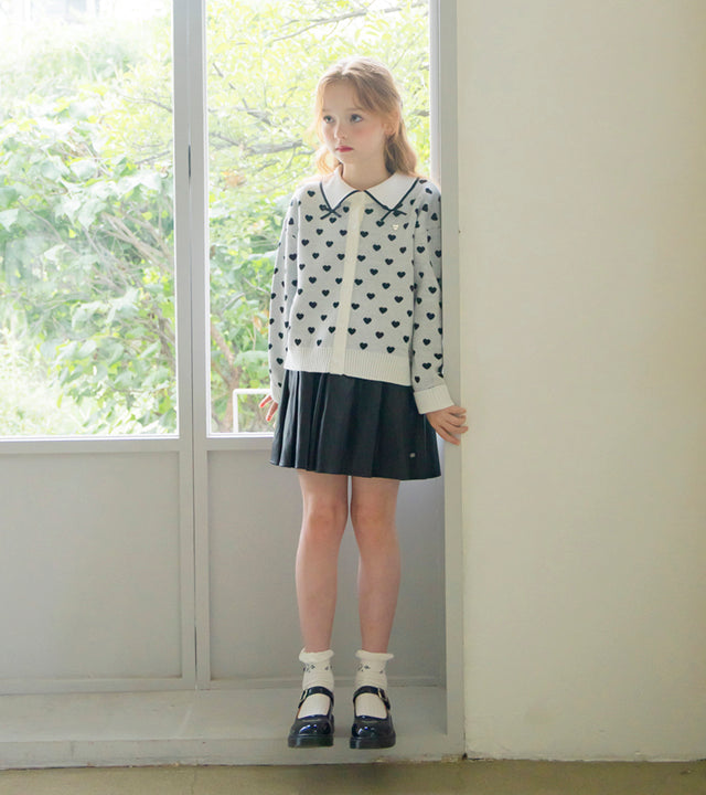 I LOVE J Neur cropped heart cardigan (Black)