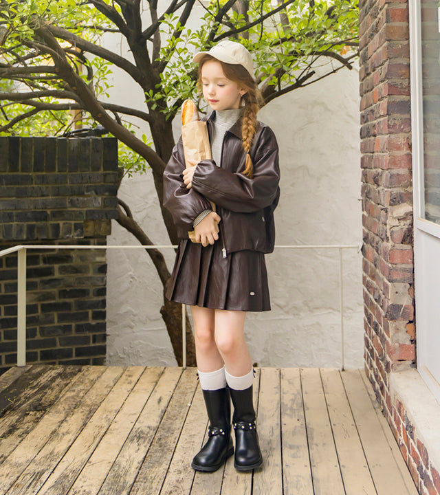 I LOVE J Puirit pleated leather skirt