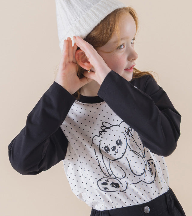 I LOVE J Dot rabbit raglan t-shirt