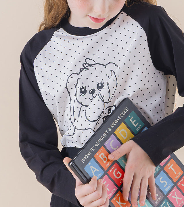 I LOVE J Dot rabbit raglan t-shirt