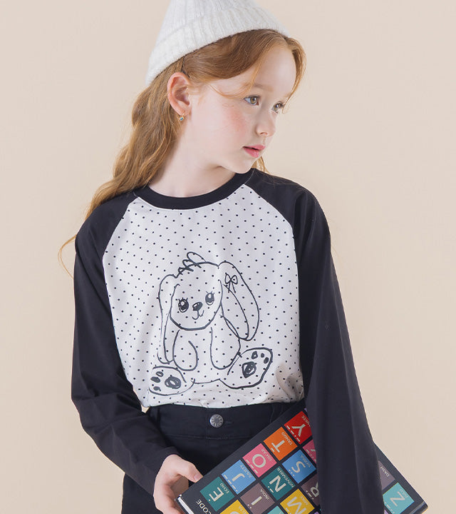 I LOVE J Dot rabbit raglan t-shirt