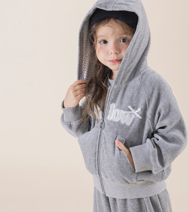 I LOVE J Mellow sweek velour hooded zip-up