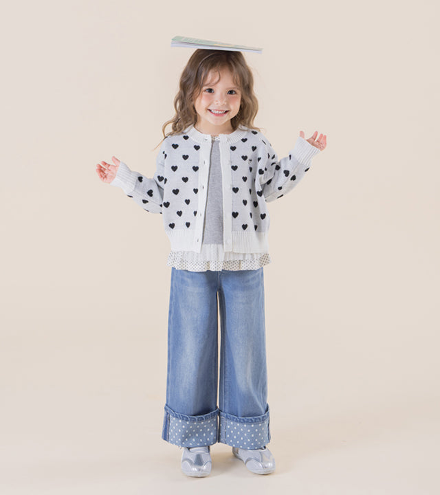 I LOVE J Neur cropped heart cardigan (Black)