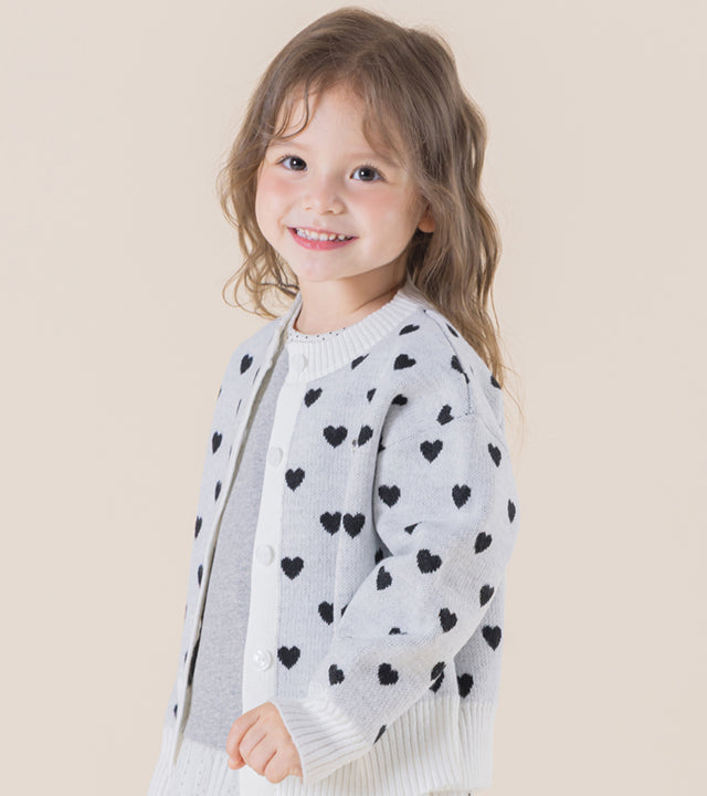 I LOVE J Neur cropped heart cardigan (Black)