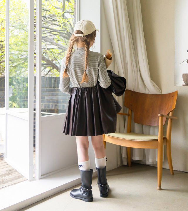 I LOVE J Puirit pleated leather skirt