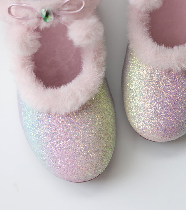 I LOVE J Rainbow fur sandal