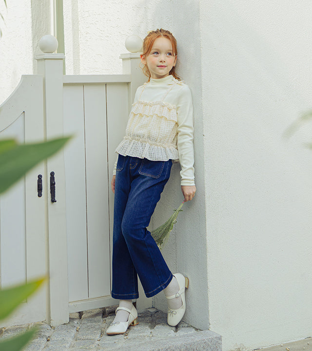 I LOVE J ruffle ribbon bustier top