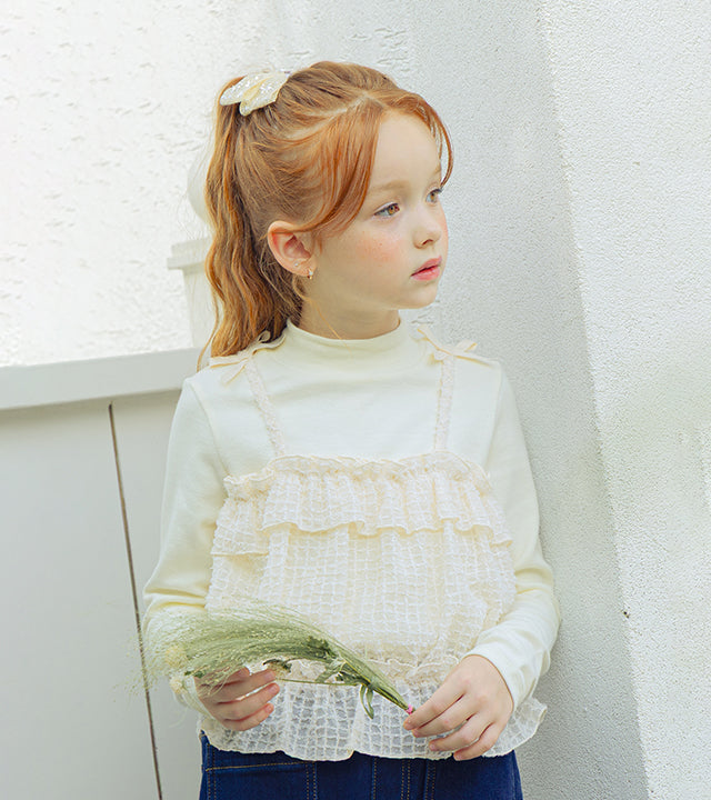 I LOVE J ruffle ribbon bustier top