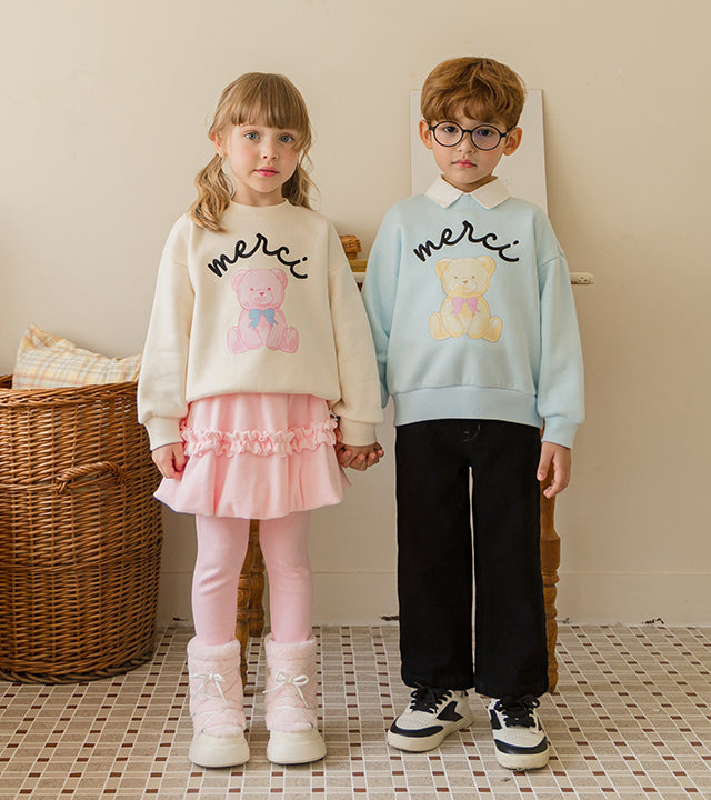 I LOVE J Ribbon bear fleece mtm