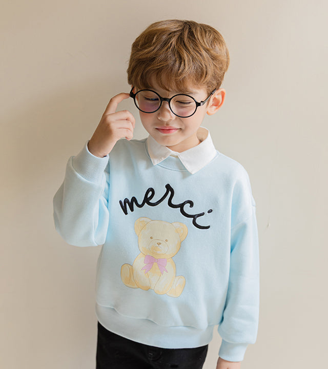 I LOVE J Ribbon bear fleece mtm