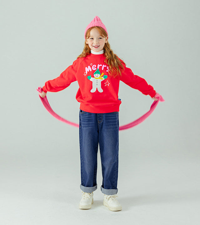 I LOVE J Merry snowman fleece mtm(red)