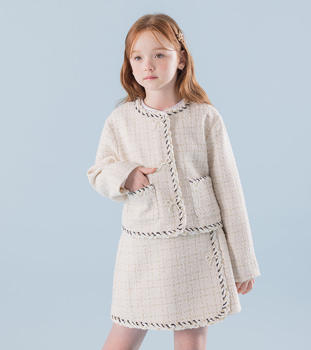 I LOVE J Ribbon tweed short jacket